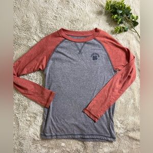 🌺lucky brand orange and grey  long sleeve tee boys size s
